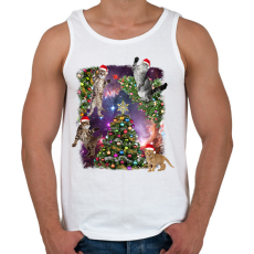 PRINTFASHION Macskás karácsony - Férfi atléta - Fehér