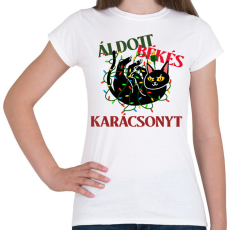 PRINTFASHION MACSKÁS KARÁCSONY - Női póló - Fehér