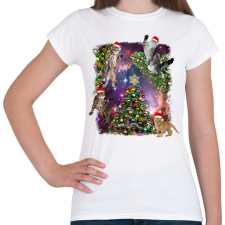 PRINTFASHION Macskás karácsony - Női póló - Fehér női póló