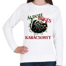 PRINTFASHION MACSKÁS KARÁCSONY - Női pulóver - Fehér