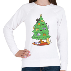 PRINTFASHION Macskás karácsonyfa - Női pulóver - Fehér