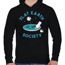 PRINTFASHION Macskás lapos-föld - Férfi kapucnis pulóver - Fekete férfi pulóver, kardigán