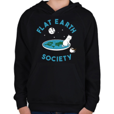 PRINTFASHION Macskás lapos-föld - Gyerek kapucnis pulóver - Fekete gyerek pulóver, kardigán