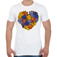 PRINTFASHION Macskás szív - Férfi póló - Fehér férfi póló