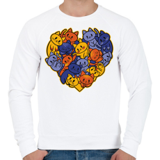 PRINTFASHION Macskás szív - Férfi pulóver - Fehér