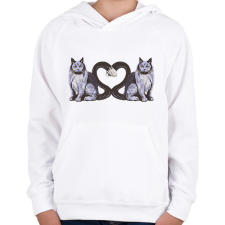 PRINTFASHION Macskás szív - Gyerek kapucnis pulóver - Fehér gyerek pulóver, kardigán