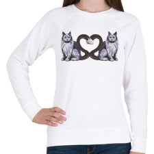 PRINTFASHION Macskás szív - Női pulóver - Fehér női pulóver, kardigán