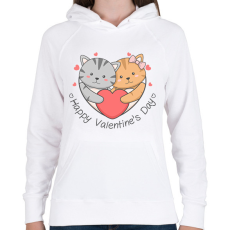 PRINTFASHION Macskás Valentin nap - Női kapucnis pulóver - Fehér