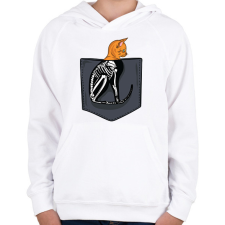 PRINTFASHION Macskás zsebminta - Gyerek kapucnis pulóver - Fehér gyerek pulóver, kardigán