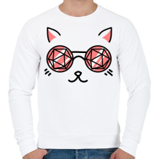 PRINTFASHION Macskaszem - Férfi pulóver - Fehér férfi pulóver, kardigán