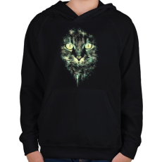 PRINTFASHION Macskaszemek - Gyerek kapucnis pulóver - Fekete