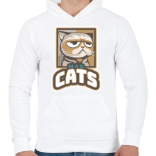 PRINTFASHION Mad Cats - Férfi kapucnis pulóver - Fehér férfi pulóver, kardigán