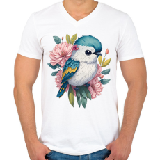 PRINTFASHION Madár bébi - Férfi V-nyakú póló - Fehér