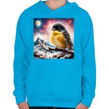PRINTFASHION Madár - Gyerek kapucnis pulóver - Azúrkék gyerek pulóver, kardigán