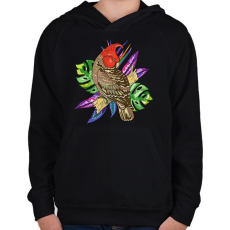 PRINTFASHION Madár  - Gyerek kapucnis pulóver - Fekete