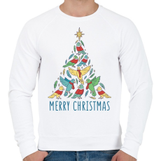 PRINTFASHION Madár karácsonyfa - Férfi pulóver - Fehér