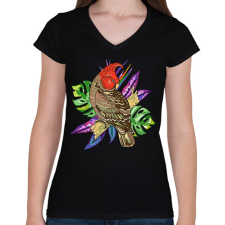 PRINTFASHION Madár  - Női V-nyakú póló - Fekete női póló