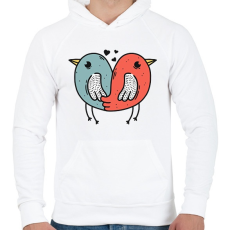 PRINTFASHION Madár szerelem - Férfi kapucnis pulóver - Fehér