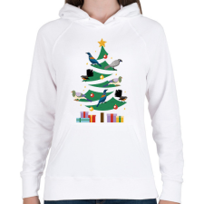 PRINTFASHION Madaras karácsonyfa - Női kapucnis pulóver - Fehér női pulóver, kardigán