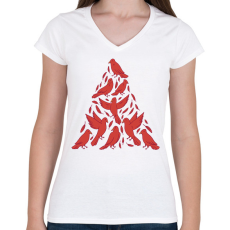 PRINTFASHION Madaras Karácsonyfa - Női V-nyakú póló - Fehér