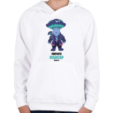 PRINTFASHION Madcap - Fortnite Season 8 - Gyerek kapucnis pulóver - Fehér