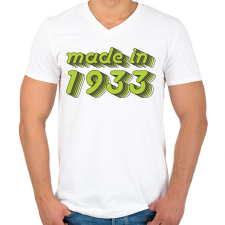 PRINTFASHION made-in-1933-green-grey - Férfi V-nyakú póló - Fehér férfi póló