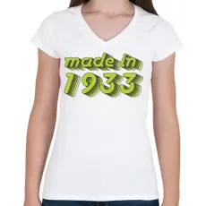 PRINTFASHION made-in-1933-green-grey - Női V-nyakú póló - Fehér