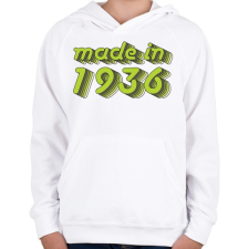 PRINTFASHION made-in-1936-green-grey - Gyerek kapucnis pulóver - Fehér gyerek pulóver, kardigán