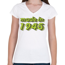 PRINTFASHION made-in-1945-green-grey - Női V-nyakú póló - Fehér női póló