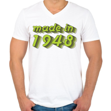 PRINTFASHION made-in-1948-green-grey - Férfi V-nyakú póló - Fehér férfi póló