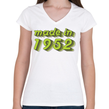 PRINTFASHION made-in-1952-green-grey - Női V-nyakú póló - Fehér női póló