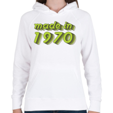 PRINTFASHION made-in-1970-green-grey - Női kapucnis pulóver - Fehér