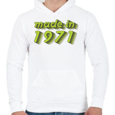 PRINTFASHION made-in-1971-green-grey - Férfi kapucnis pulóver - Fehér férfi pulóver, kardigán