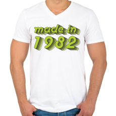 PRINTFASHION made-in-1982-green-grey - Férfi V-nyakú póló - Fehér