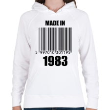 PRINTFASHION Made in 1983 - Női kapucnis pulóver - Fehér női pulóver, kardigán