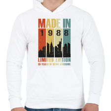 PRINTFASHION Made in 1988 - Férfi kapucnis pulóver - Fehér férfi pulóver, kardigán