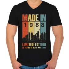 PRINTFASHION Made in 1988 - Férfi V-nyakú póló - Fekete férfi póló