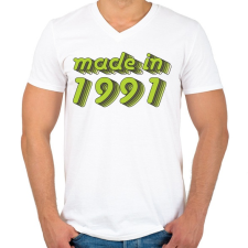 PRINTFASHION made-in-1991-green-grey - Férfi V-nyakú póló - Fehér férfi póló