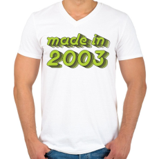 PRINTFASHION made-in-2003-green-grey - Férfi V-nyakú póló - Fehér