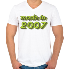 PRINTFASHION made-in-2007-green-grey - Férfi V-nyakú póló - Fehér