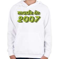 PRINTFASHION made-in-2007-green-grey - Gyerek kapucnis pulóver - Fehér gyerek pulóver, kardigán