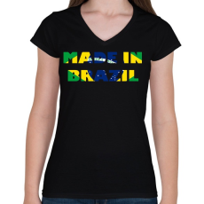 PRINTFASHION Made in Brazil - Női V-nyakú póló - Fekete
