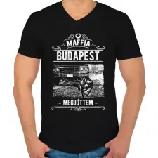 PRINTFASHION Maffia Budapest - Férfi V-nyakú póló - Fekete férfi póló