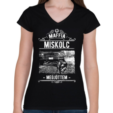 PRINTFASHION Maffia Miskolc - Női V-nyakú póló - Fekete