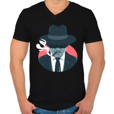 PRINTFASHION Maffia vezér - Férfi V-nyakú póló - Fekete férfi póló