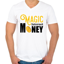 PRINTFASHION Magic-internet-money - Férfi V-nyakú póló - Fehér férfi póló