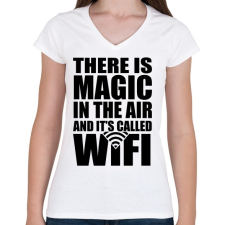 PRINTFASHION Magic WiFi - Női V-nyakú póló - Fehér női póló