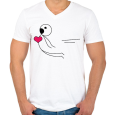 PRINTFASHION Mágneses vonzás - Férfi - Férfi V-nyakú póló - Fehér