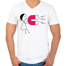 PRINTFASHION Mágneses vonzás - Női - Férfi V-nyakú póló - Fehér férfi póló