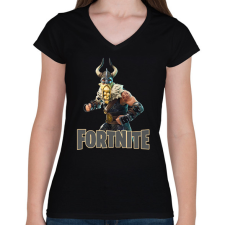 PRINTFASHION Magnus skin Fortnite - Női V-nyakú póló - Fekete női póló